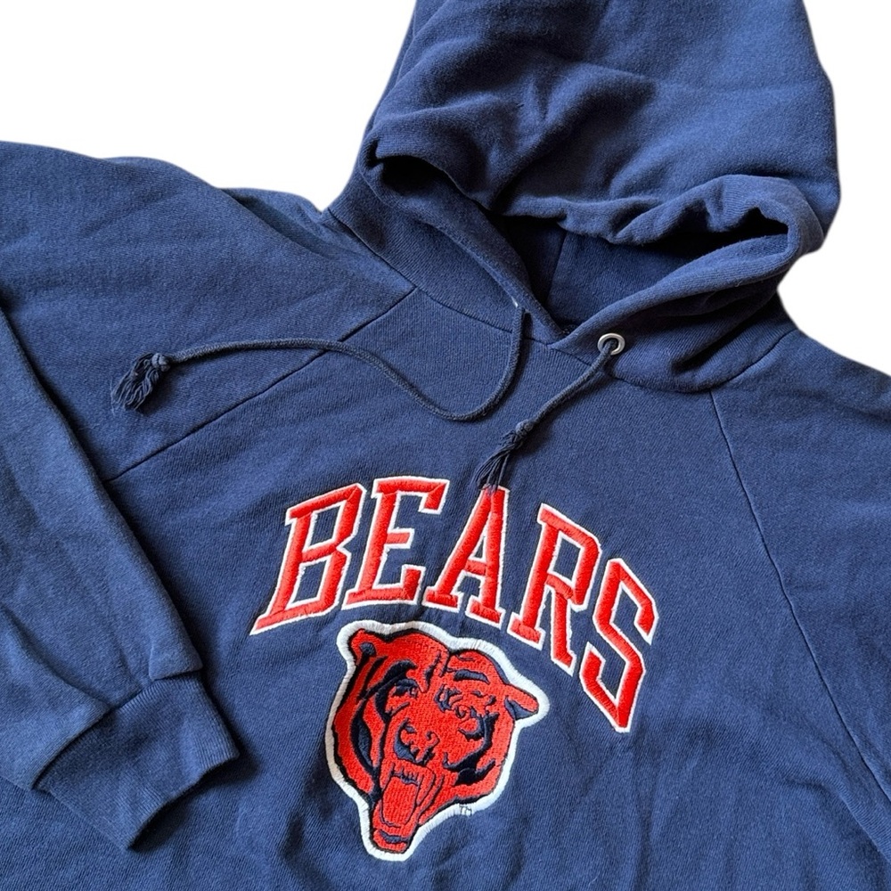 VTG 90s Champion Chicago Bears Hoodie Blue Embroidered NFL Cotton/Poly Boys XL